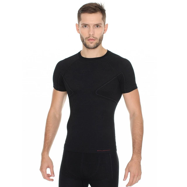 Brubeck Active Wool T-Shirt mit kurzen Ärmeln für Männer - marineblau - schwarz