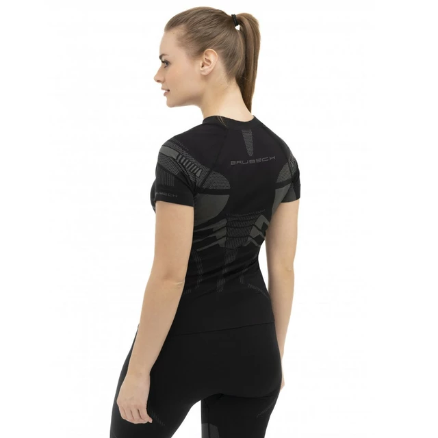 Brubeck Dry Kurzarm Funktions-T-Shirt für Frauen - Schwarz/Fuchsia