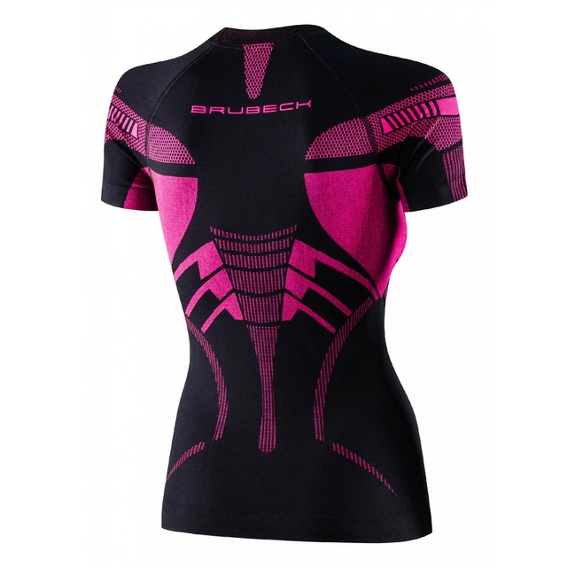 Brubeck Dry Kurzarm Funktions-T-Shirt für Frauen - Schwarz/Fuchsia