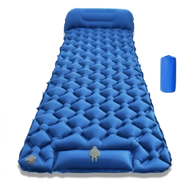 Aufblasbare Isomatte mit integrierter Pumpe inSPORTline Soultea 190x60x6 cm - grau - blau