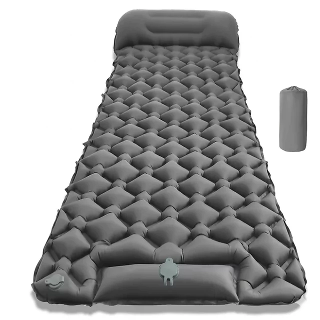 Aufblasbare Isomatte mit integrierter Pumpe inSPORTline Soultea 190x60x6 cm - grau - grau