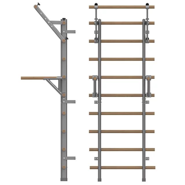 inSPORTline Wootaline Sprossenwand 199 x 80 cm mit Reck und Barren, grau