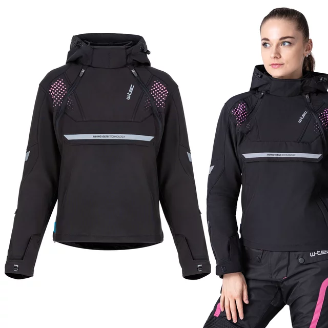 W-TEC Annorack Lady Softshell-Motorradjacke für Damen - schwarz-rosa