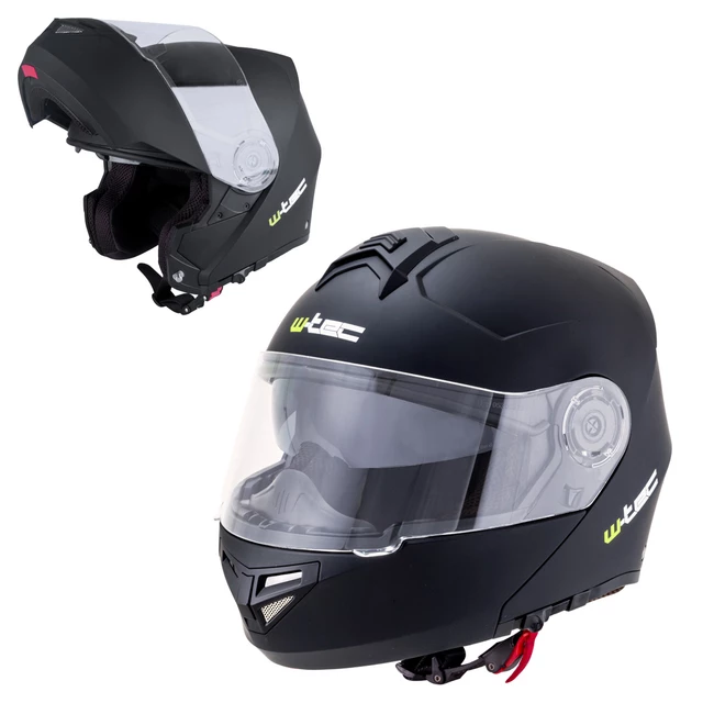 Klappbarer Motorradhelm W-TEC V270 - schwarz - mattschwarz