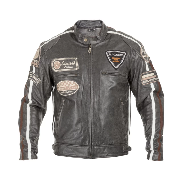 W-TEC Buffalo Cracker Herren-Leder-Motorradjacke - brown-grau - brown-grau