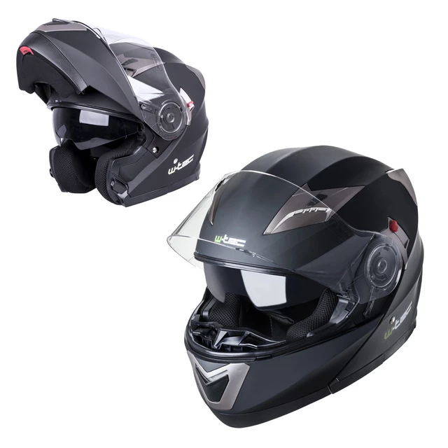 W-TEC YM-925 Klapphelm - Pure Matt Black - Matt Black-Bronze