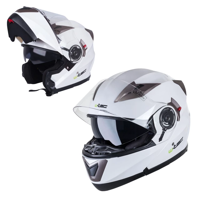 W-TEC YM-925 Klapphelm - Pure Matt Black - White-Bronze