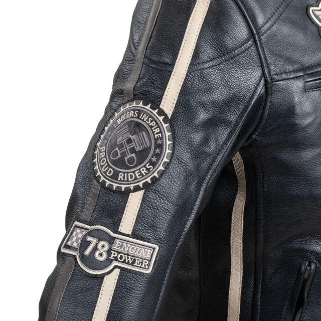 W-TEC Makso Herren Lederjacke - schwarz mit Patches