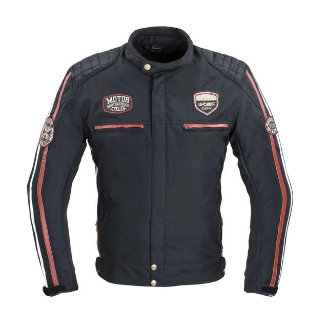 W-TEC Jawo Herren Textiljacke - schwarz mit rot-weißem Streifen - schwarz mit rot-weißem Streifen
