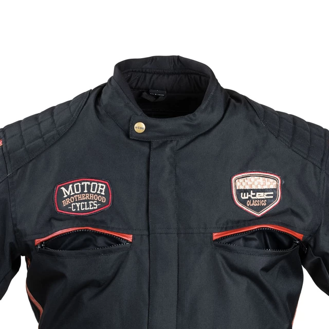 W-TEC Jawo Herren Textiljacke - schwarz mit rot-weißem Streifen
