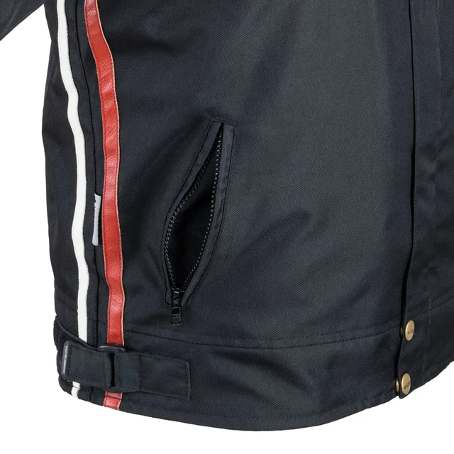 W-TEC Jawo Herren Textiljacke - schwarz mit rot-weißem Streifen