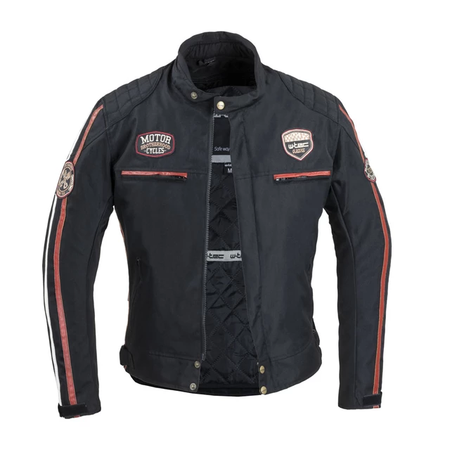 W-TEC Jawo Herren Textiljacke - schwarz mit rot-weißem Streifen
