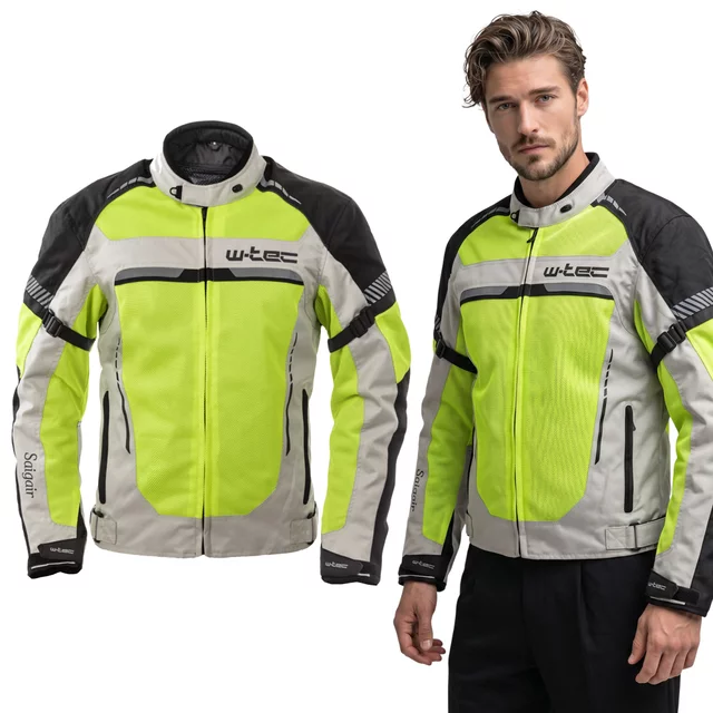 W-TEC Saigair Herren Sommer Motorradjacke - Fluo Yellow-Gray