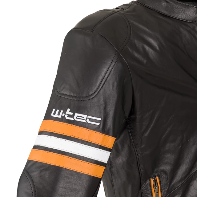 W-TEC Brenerro Leder Motorradjacke - Black-Orange-White