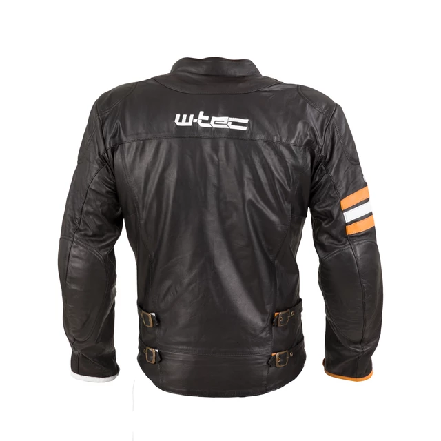 W-TEC Brenerro Leder Motorradjacke - Black-Orange-White