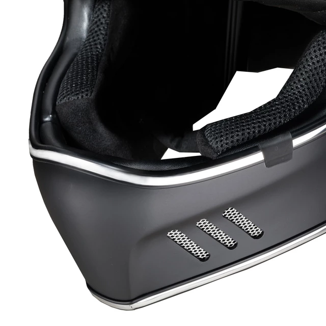 W-TEC Black Heart Retron Motorradhelm mit Chesster Goggles - Einfaches Schwarz