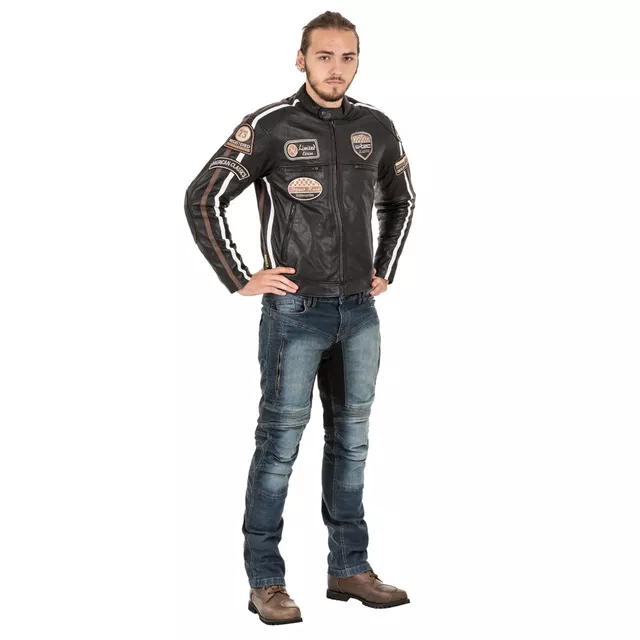 W-TEC Sheawen Herren-Leder-Motorradjacke - schwarz