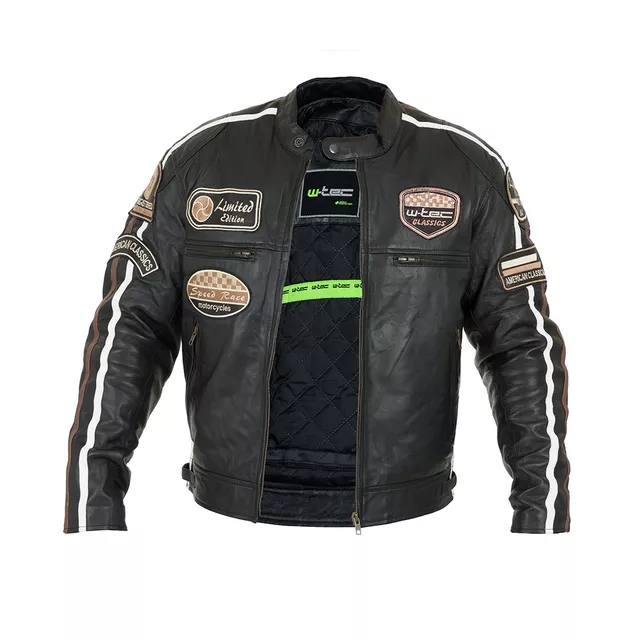 W-TEC Sheawen Herren-Leder-Motorradjacke - schwarz