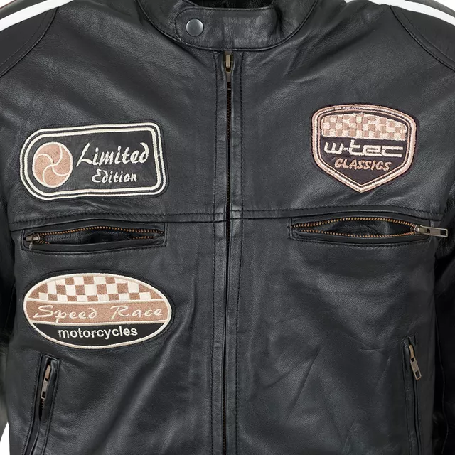 W-TEC Sheawen Herren-Leder-Motorradjacke - schwarz