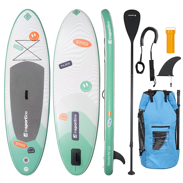 Paddleboard mit Zubehör inSPORTline Wavelet 9'6" - blau - grün