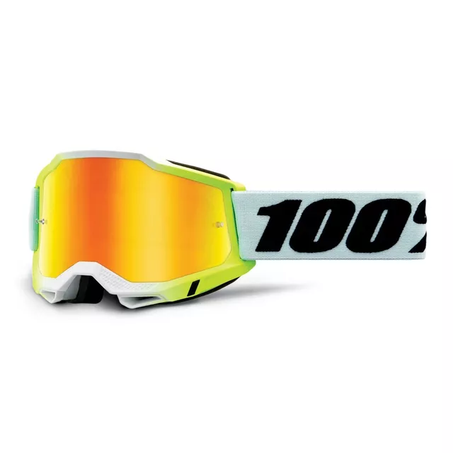 Motocross-Brille 100% Accuri 2 Mirror - Mifflin tmavě modrá, zrcadlové plexi - Dunder bílo-zelená, zrcadlové plexi