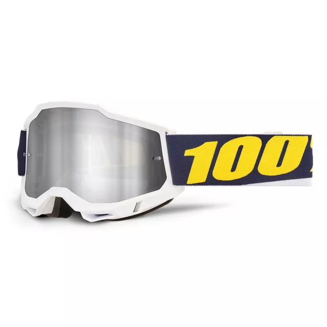 Motocross-Brille 100% Accuri 2 Mirror - Mifflin tmavě modrá, zrcadlové plexi - Torc bílá, zrcadlové plexi