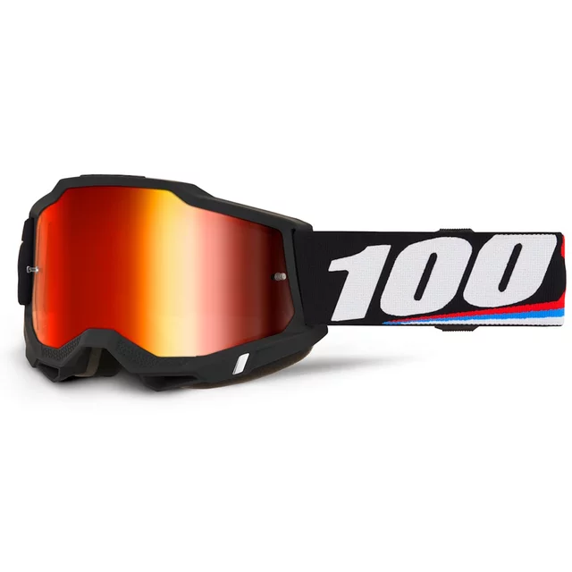Motocross-Brille 100% Accuri 2 Mirror - Magnus černá, červené plexi - Magnus černá, červené plexi