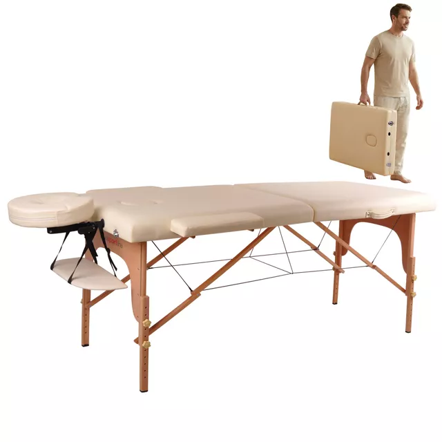 inSPORTline Taisage Massageliege 2-teilig aus Holz - cremegelb