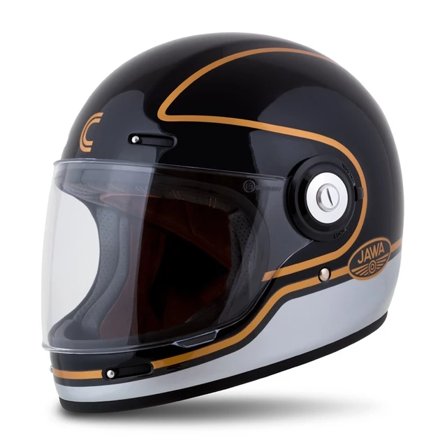 Cassida Fiber Jawa Sport Motorradhelm Schwarz/Silber/Gold - S(55-56)
