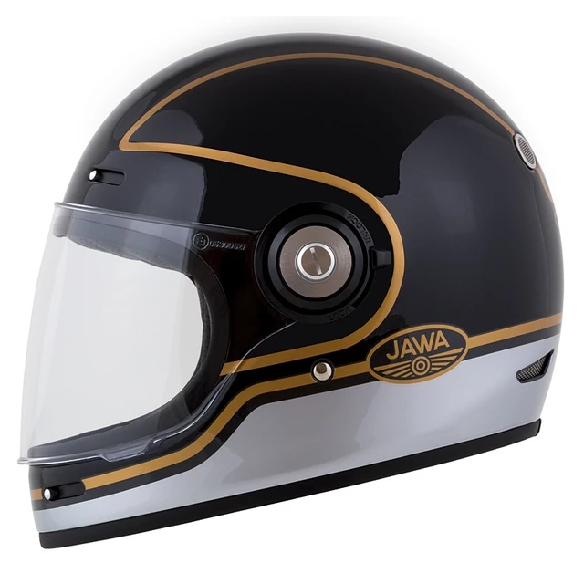 Cassida Fiber Jawa Sport Motorradhelm Schwarz/Silber/Gold - S(55-56)
