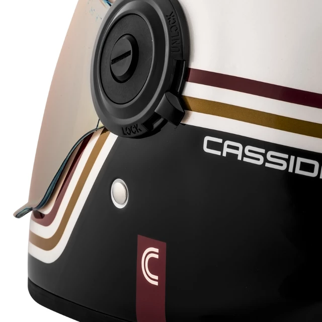 Cassida Fiber Super Hooligan Carat Motorradhelm Weiß Perle/Schwarz/Rot/Gold - L(59-60)