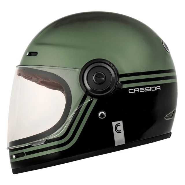 Cassida Fiber Super Hooligan Motorradhelm Schwarz/Metallic Grün/Grau - S(55-56)
