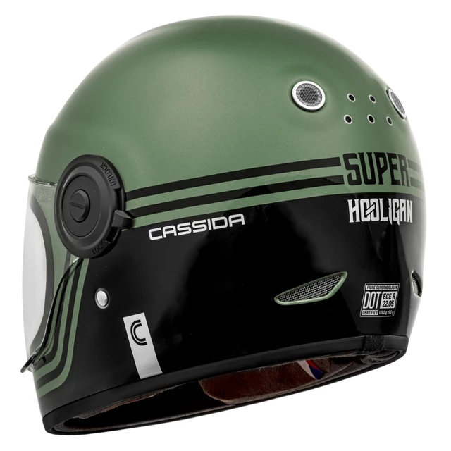 Cassida Fiber Super Hooligan Motorradhelm Schwarz/Metallic Grün/Grau - S(55-56)