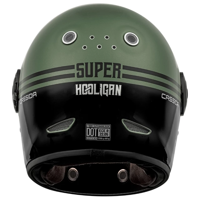 Cassida Fiber Super Hooligan Motorradhelm Schwarz/Metallic Grün/Grau - S(55-56)