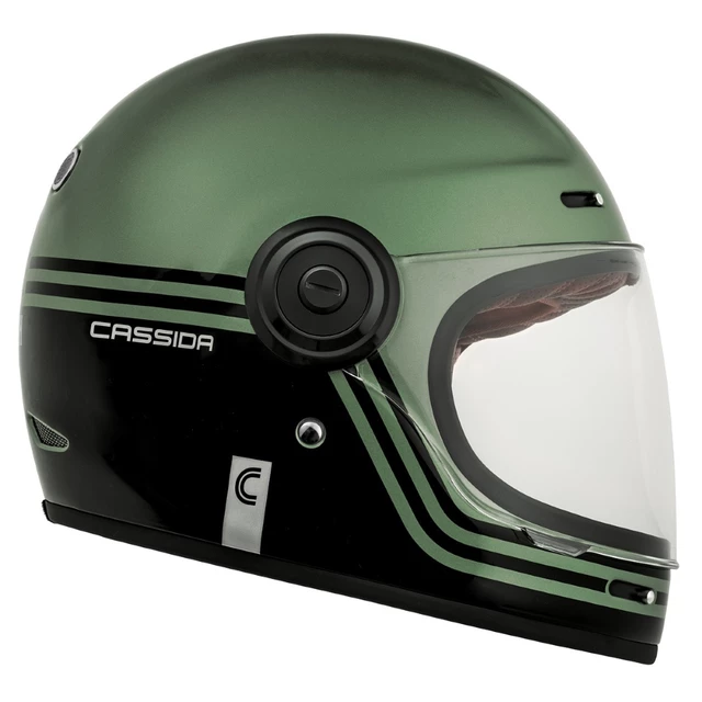 Cassida Fiber Super Hooligan Motorradhelm Schwarz/Metallic Grün/Grau - S(55-56)