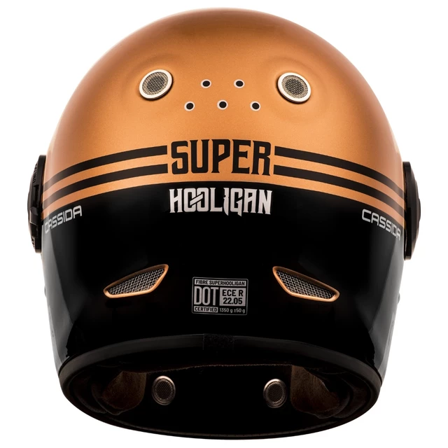 Cassida Fiber Super Hooligan Motorradhelm Schwarz/Metallic Kupfer/Grau - L(59-60)