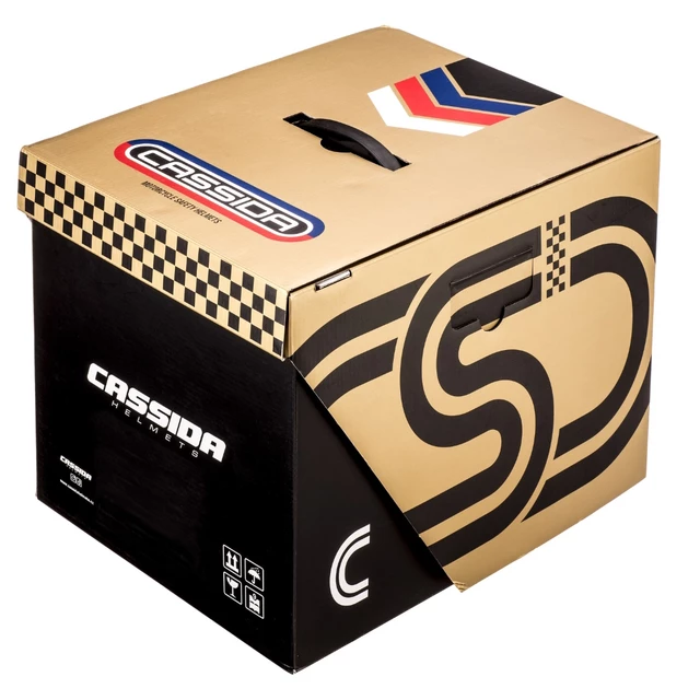 Cassida Fiber Super Hooligan Carat Motorradhelm Weiß Perle/Schwarz/Rot/Gold - L(59-60)