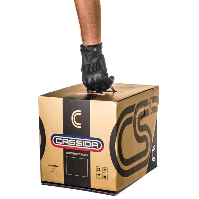 Cassida Fiber Super Hooligan Carat Motorradhelm Weiß Perle/Schwarz/Rot/Gold - L(59-60)