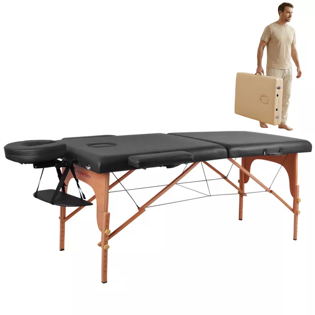 inSPORTline Taisage Massageliege 2-teilig aus Holz - schwarz