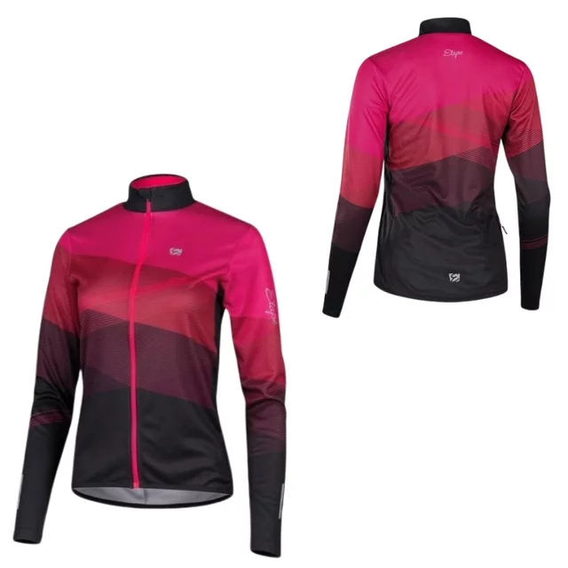 Damen-Radtrikot mit langen Ärmeln Etape Gaia - magenta/černá