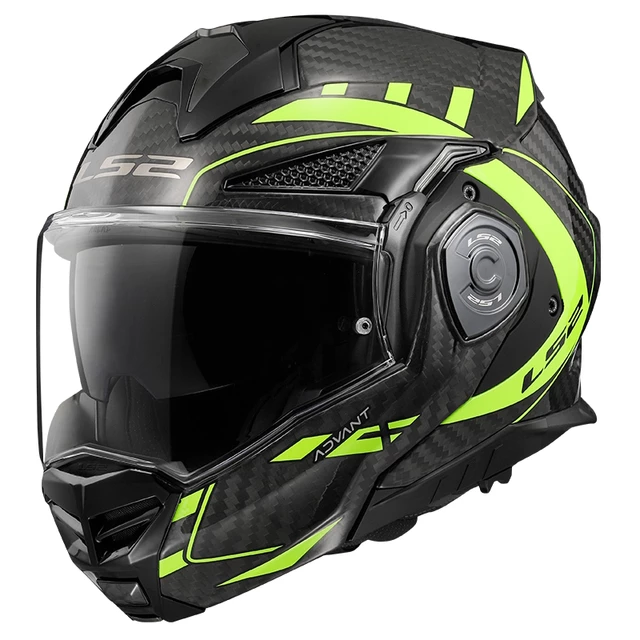 Klappbarer Motorradhelm LS2 FF901 Advant X Carbon Future H-V Gelb P/J