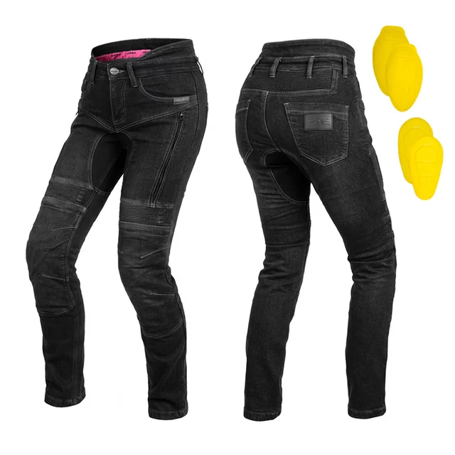 Damen-Moto-Jeans W-TEC Biterilla Eva Lady - schwarz - schwarz