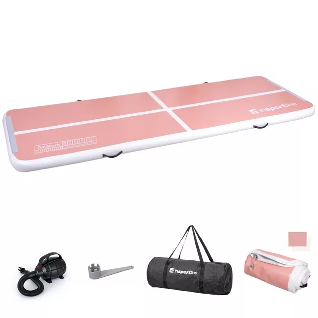 Airtrack inSPORTline Airstunt 300x100x10 cm korallenrosa mit elektrischer Pumpe