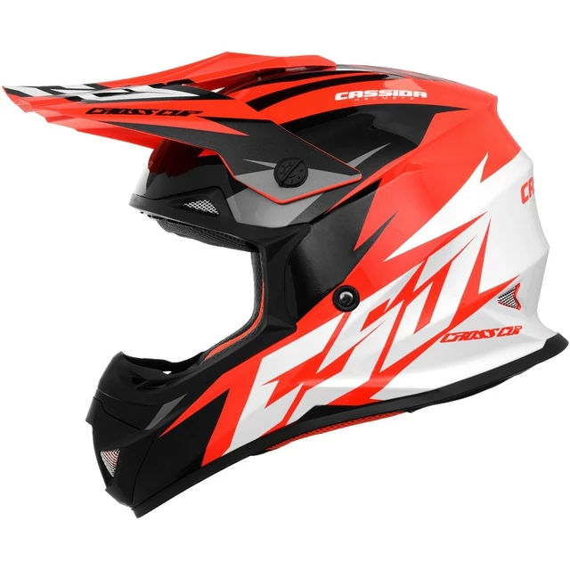 Cassida Cross Cup Two Motocross Helm - orange hivis/weiss/schwarz/grau