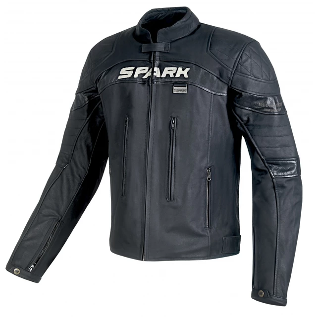 SPARK Dark Herren Leder-Motorradjacke - schwarz - schwarz