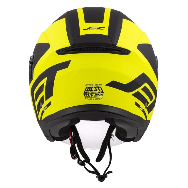 Cassida Jet Tech Corso Motorradhelm - schwarz matt/gelb hi-vis