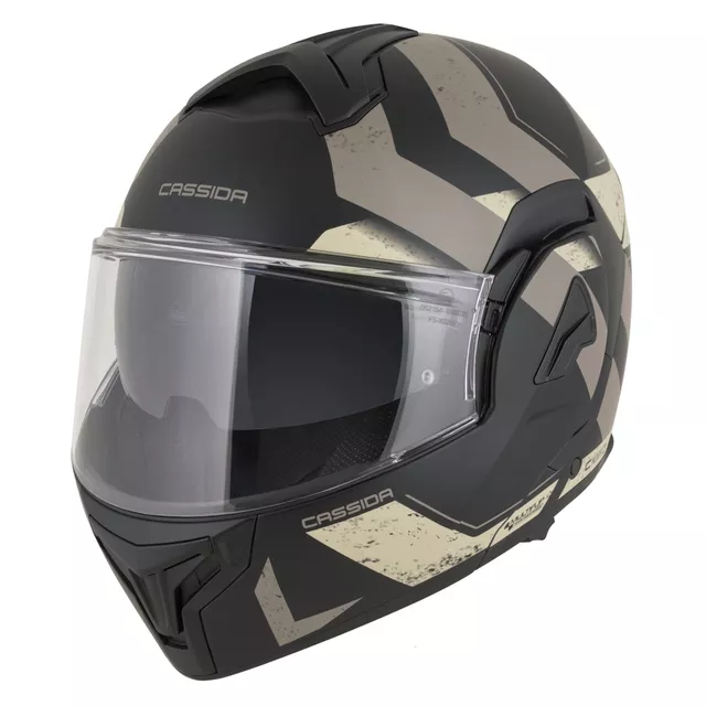 Cassida MultiFlip Korp P/J Klapp-Motorradhelm - schwarz matt/gelb hivis/grau - černá matná/písková/khaki