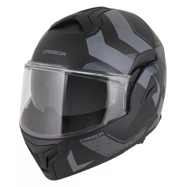 Cassida MultiFlip Korp P/J Klapp-Motorradhelm - schwarz matt/gelb hivis/grau - černá matná/tmavě šedá/šedá