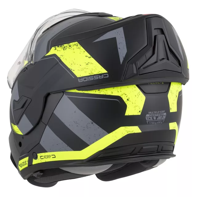 Cassida MultiFlip Korp P/J Klapp-Motorradhelm - schwarz matt/gelb hivis/grau