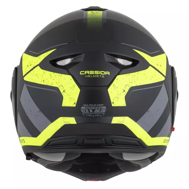 Cassida MultiFlip Korp P/J Klapp-Motorradhelm - schwarz matt/gelb hivis/grau